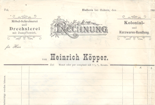 Rechnungsformular 1900-1909